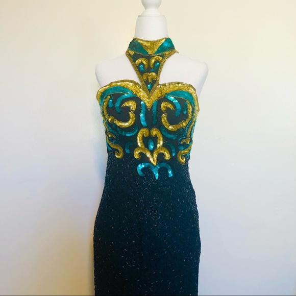 Vintage Sequined Evening Gown - Picture 1 of 8